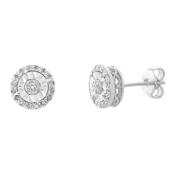 1/10 carat diamond halo stud earrings - Picture 1 of 4